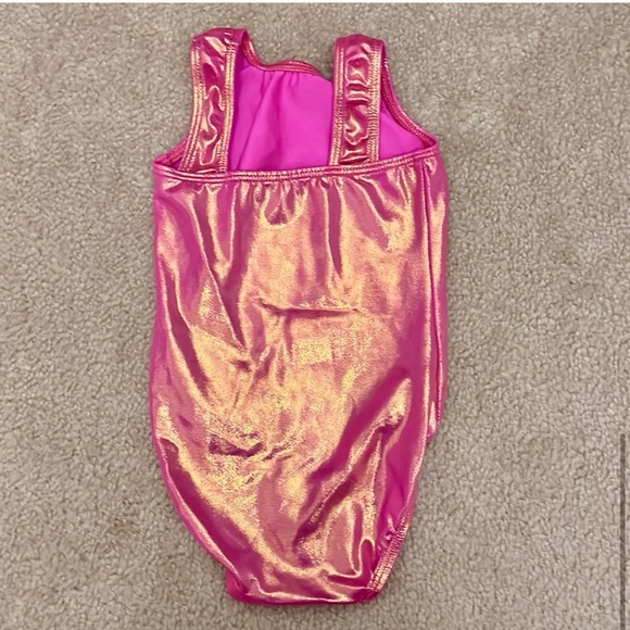 Bundle of 2 GK Gymnastics Bodysuit Leotards - Pink Shimmer; Red w/ Black Velvet - Picture 6 of 8